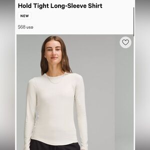 Lululemon Hold Tight Long Sleeve Size 10 Color Bone Brand New